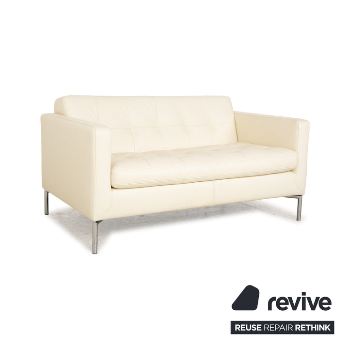 Machalke Leather Two-Seater Cream Sofa Couch