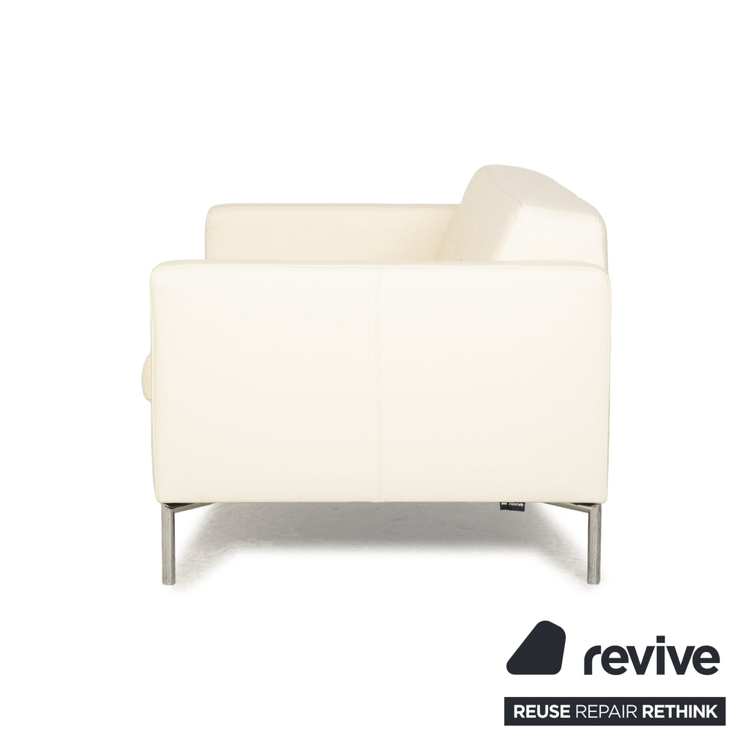 Machalke Leather Two-Seater Cream Sofa Couch