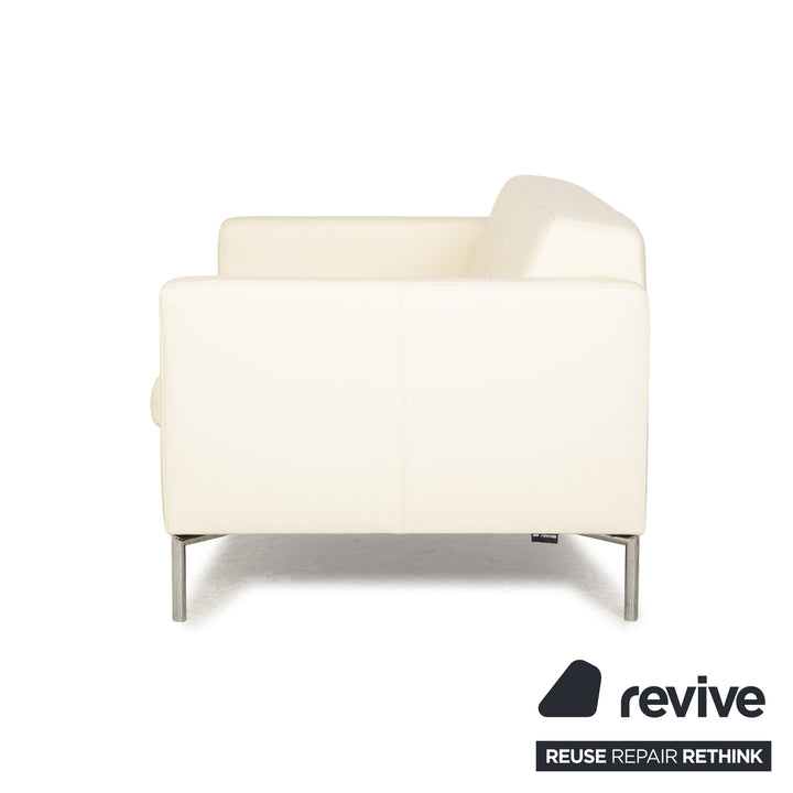 Machalke Leather Two-Seater Cream Sofa Couch