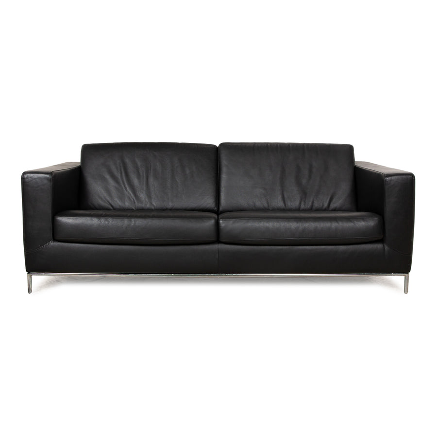 Machalke Leder Zweisitzer Schwarz Sofa Couch