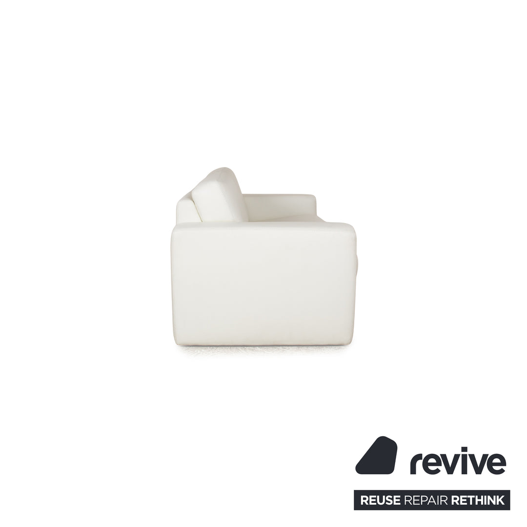 Canapé deux places en cuir blanc Machalke