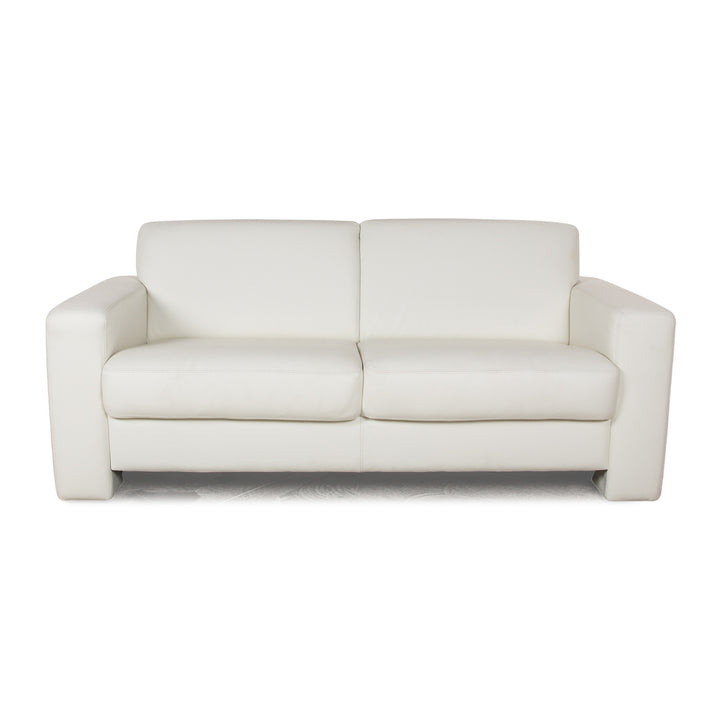 Machalke Leather Two Seater White Sofa Couch