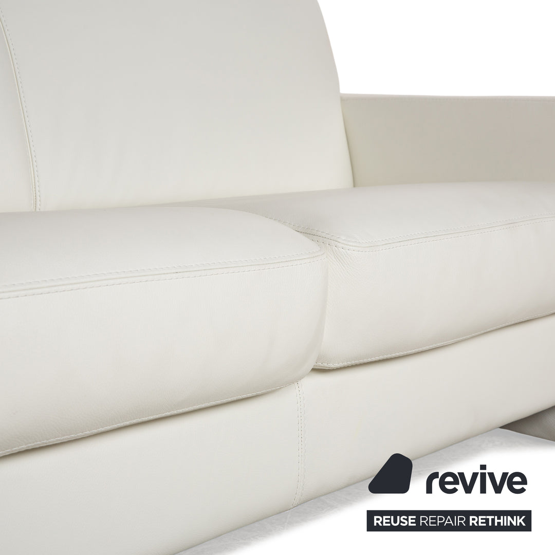 Machalke Leather Two Seater White Sofa Couch