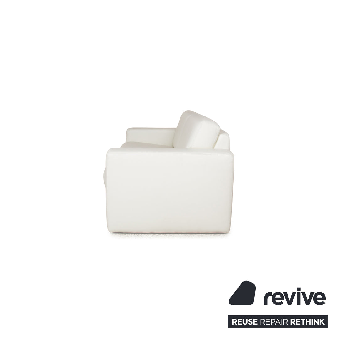 Canapé deux places en cuir blanc Machalke