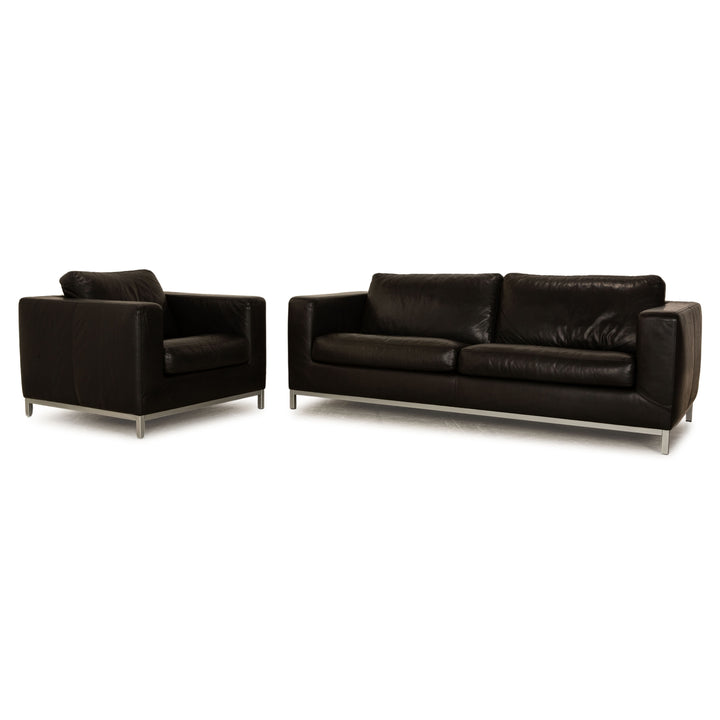 Machalke Manolito ensemble canapé en cuir anthracite fauteuil trois places