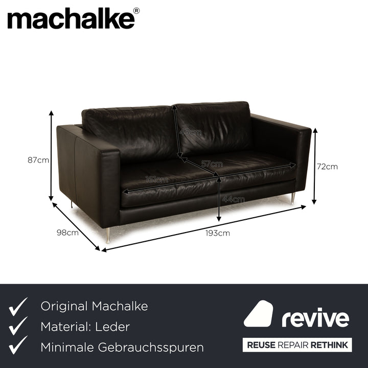 Machalke Manolito Leather Two Seater Black Sofa Couch