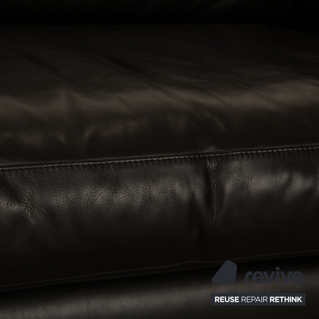 Machalke Manolito Leather Two Seater Black Sofa Couch