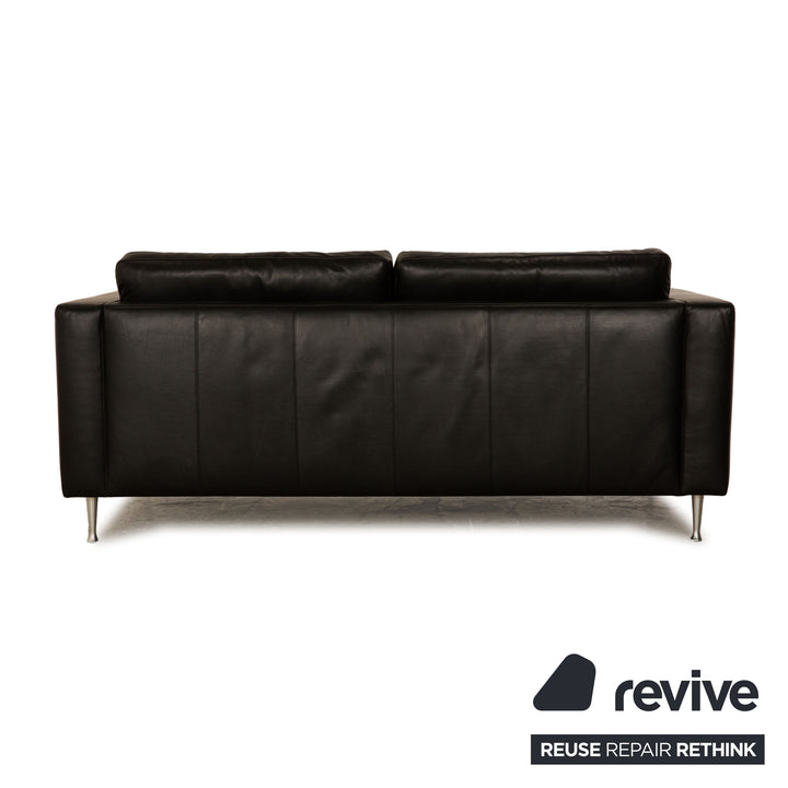 Machalke Manolito Leather Two Seater Black Sofa Couch