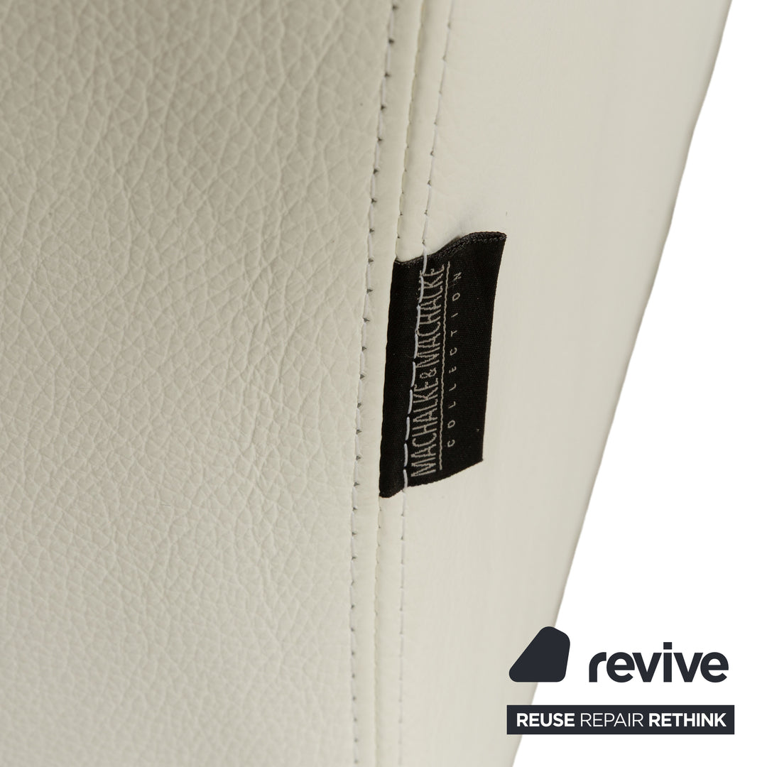 Machalke Ritz Leather Three-Seater Cream White Sofa Couch