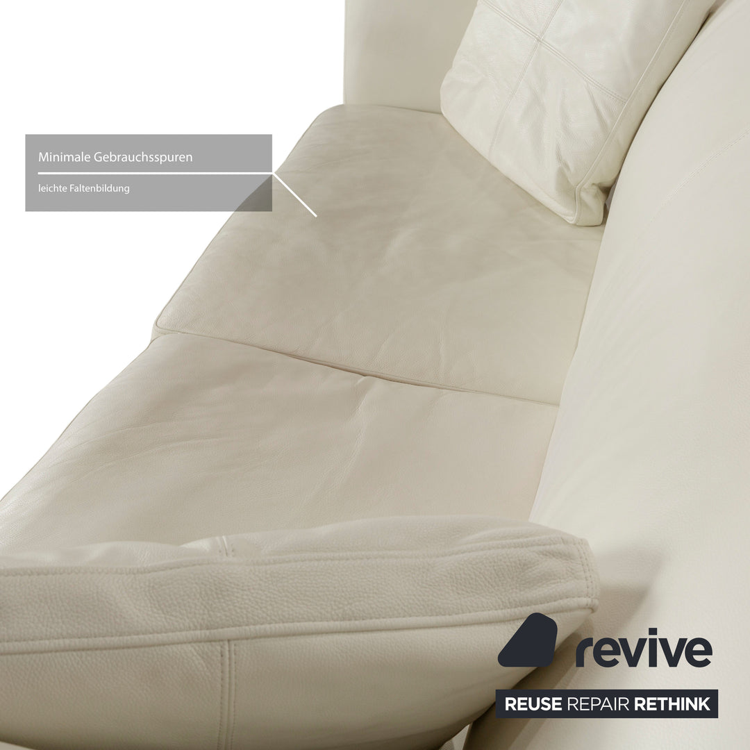 Machalke Ritz Leather Three-Seater Cream White Sofa Couch