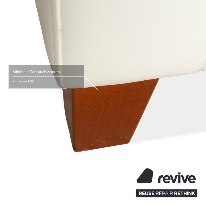 Machalke Ritz Leather Three-Seater Cream White Sofa Couch