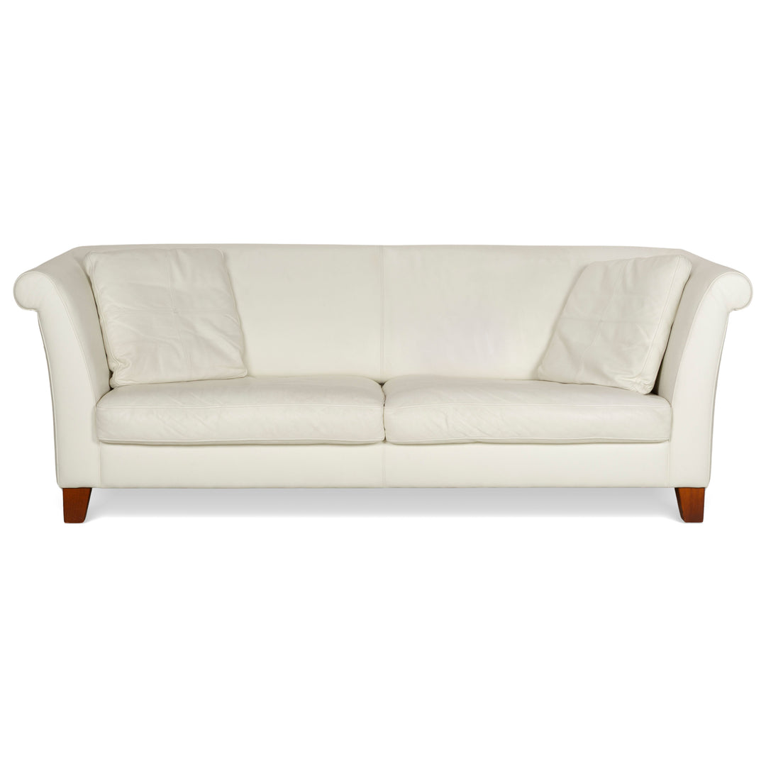 Machalke Ritz Leather Three-Seater Cream White Sofa Couch