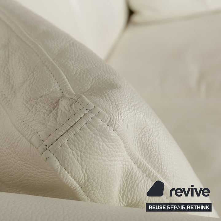 Machalke Ritz Leather Three-Seater Cream White Sofa Couch