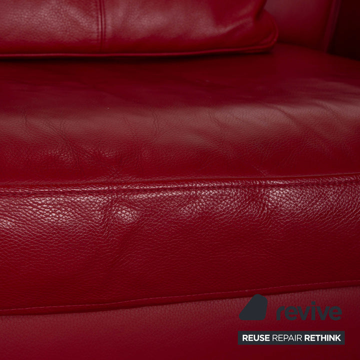 Machalke Ritz Leder Dreisitzer Rot Sofa Couch