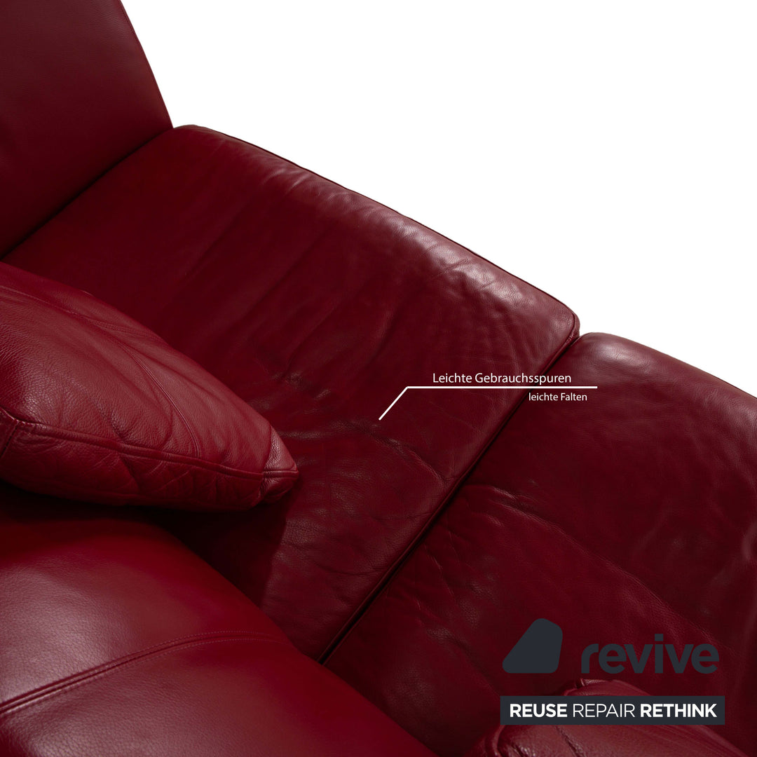 Machalke Ritz Leder Dreisitzer Rot Sofa Couch