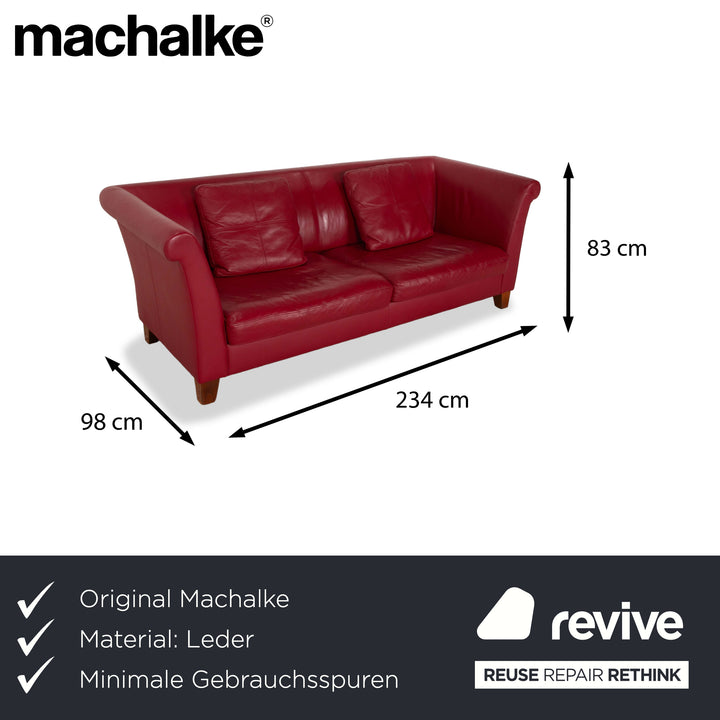 Machalke Ritz Leder Dreisitzer Rot Sofa Couch