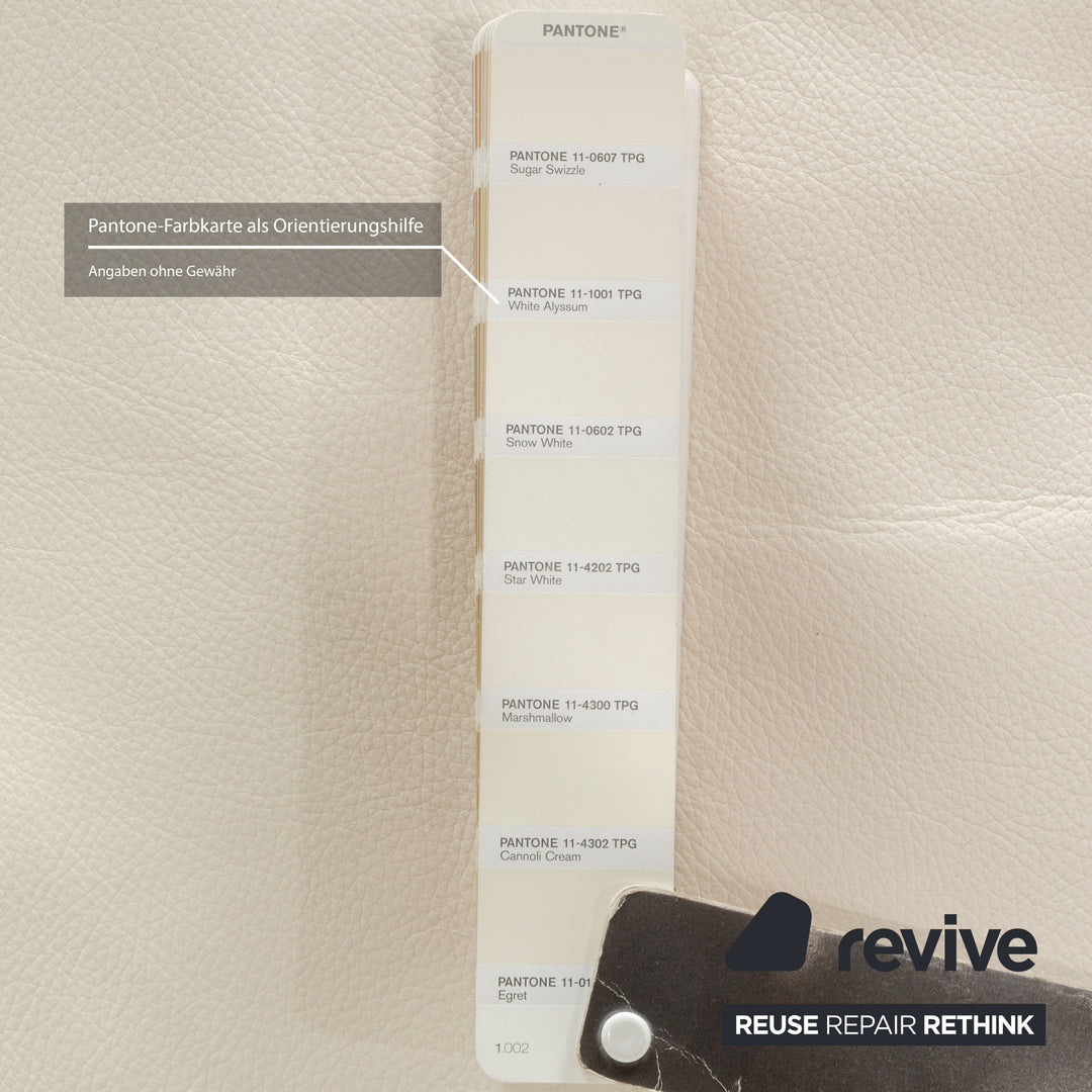 Machalke Ritz Leather Three-Seater + Armchair Cream White Sofa Couch