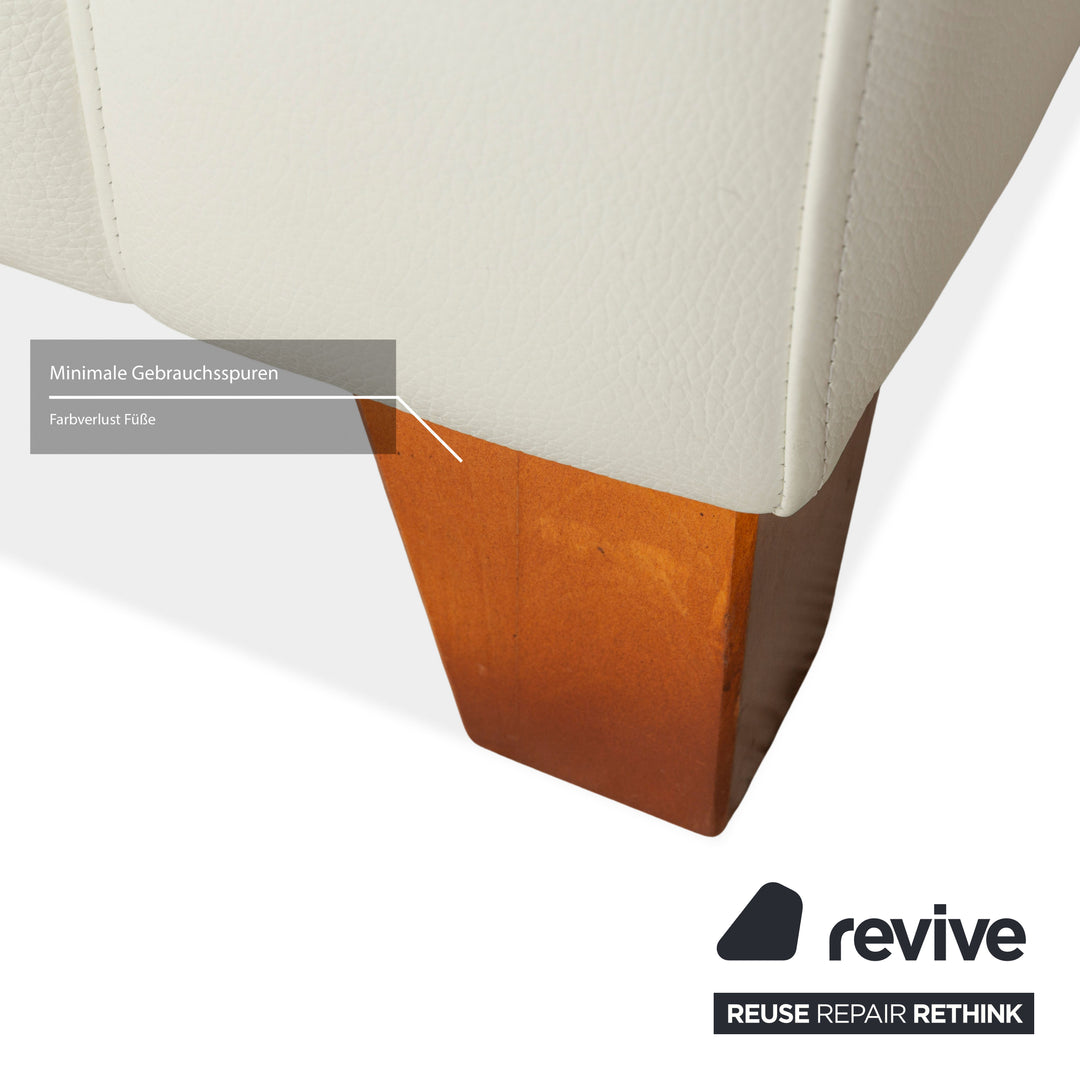 Machalke Ritz Leather Three-Seater + Armchair Cream White Sofa Couch