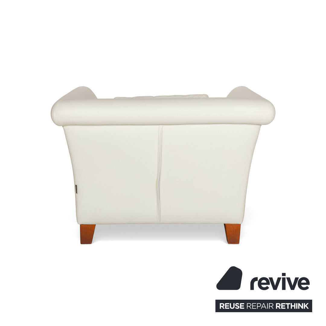 Machalke Ritz Leather Three-Seater + Armchair Cream White Sofa Couch