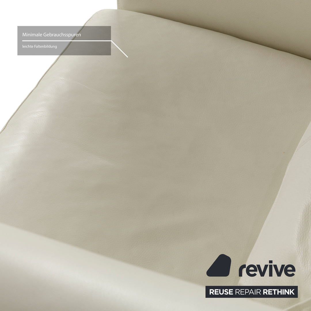 Machalke Ritz Leather Three-Seater + Armchair Cream White Sofa Couch