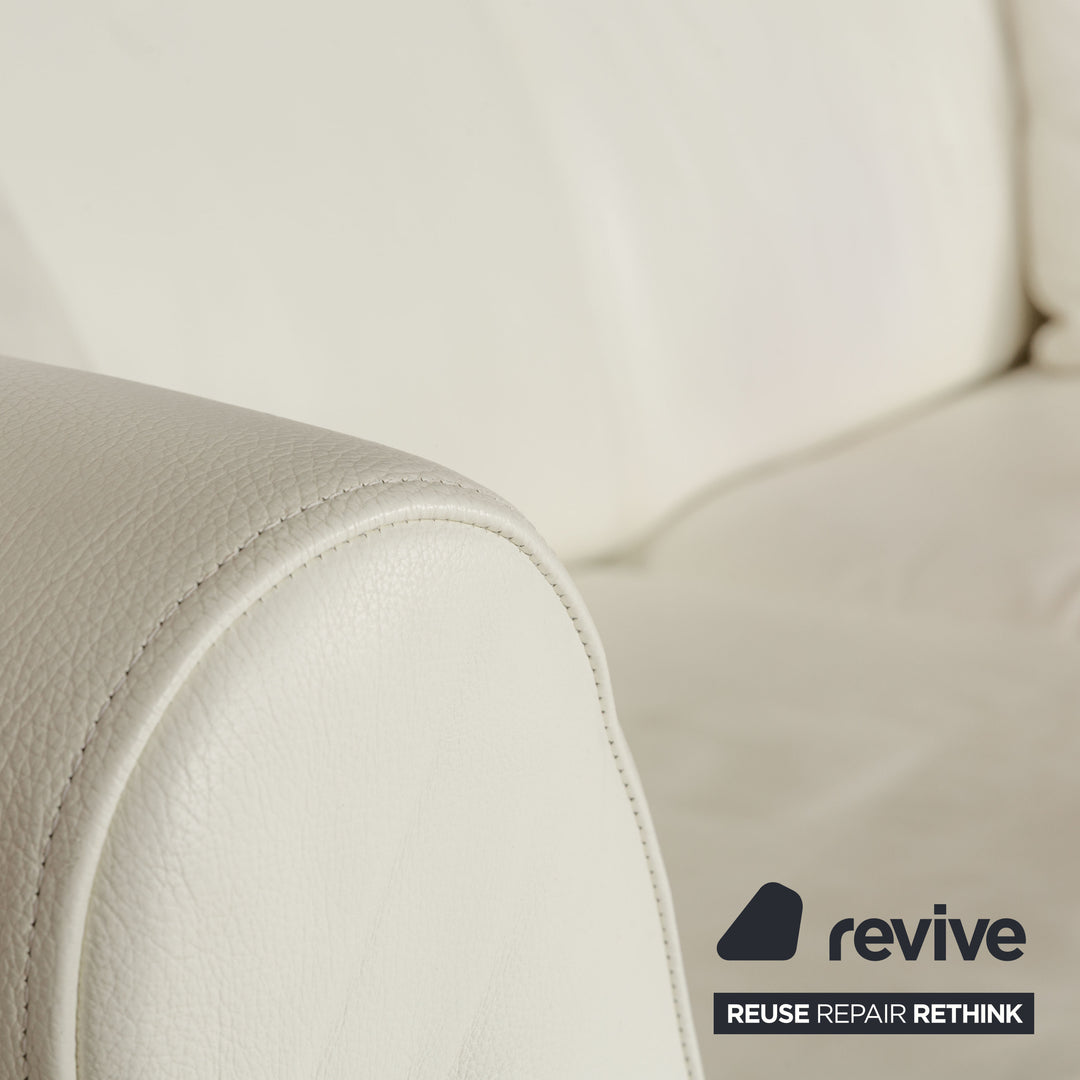 Machalke Ritz Leather Three-Seater + Armchair Cream White Sofa Couch