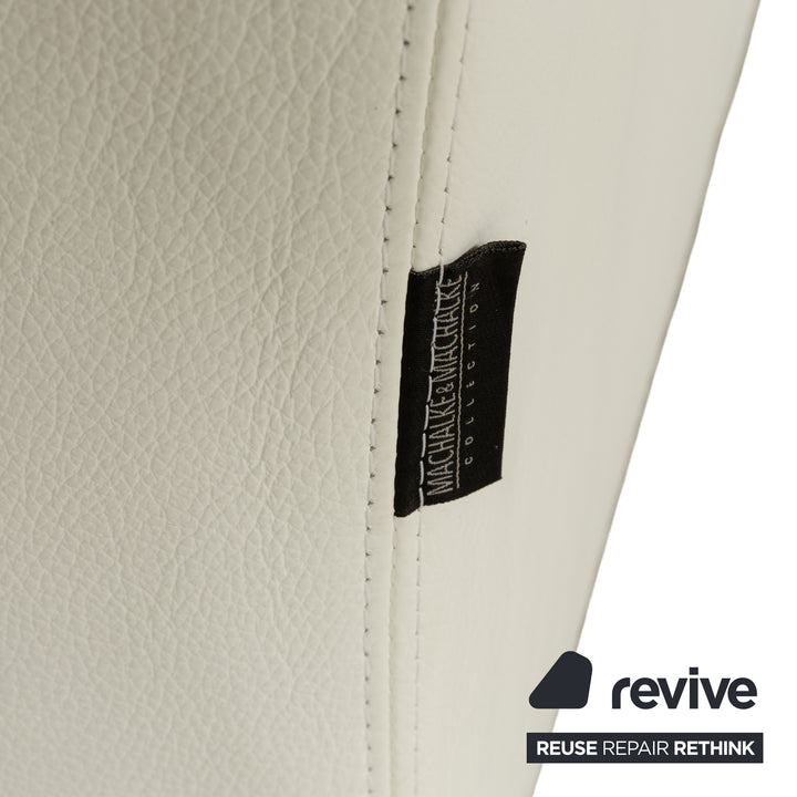 Machalke Ritz Leather Three-Seater + Armchair Cream White Sofa Couch