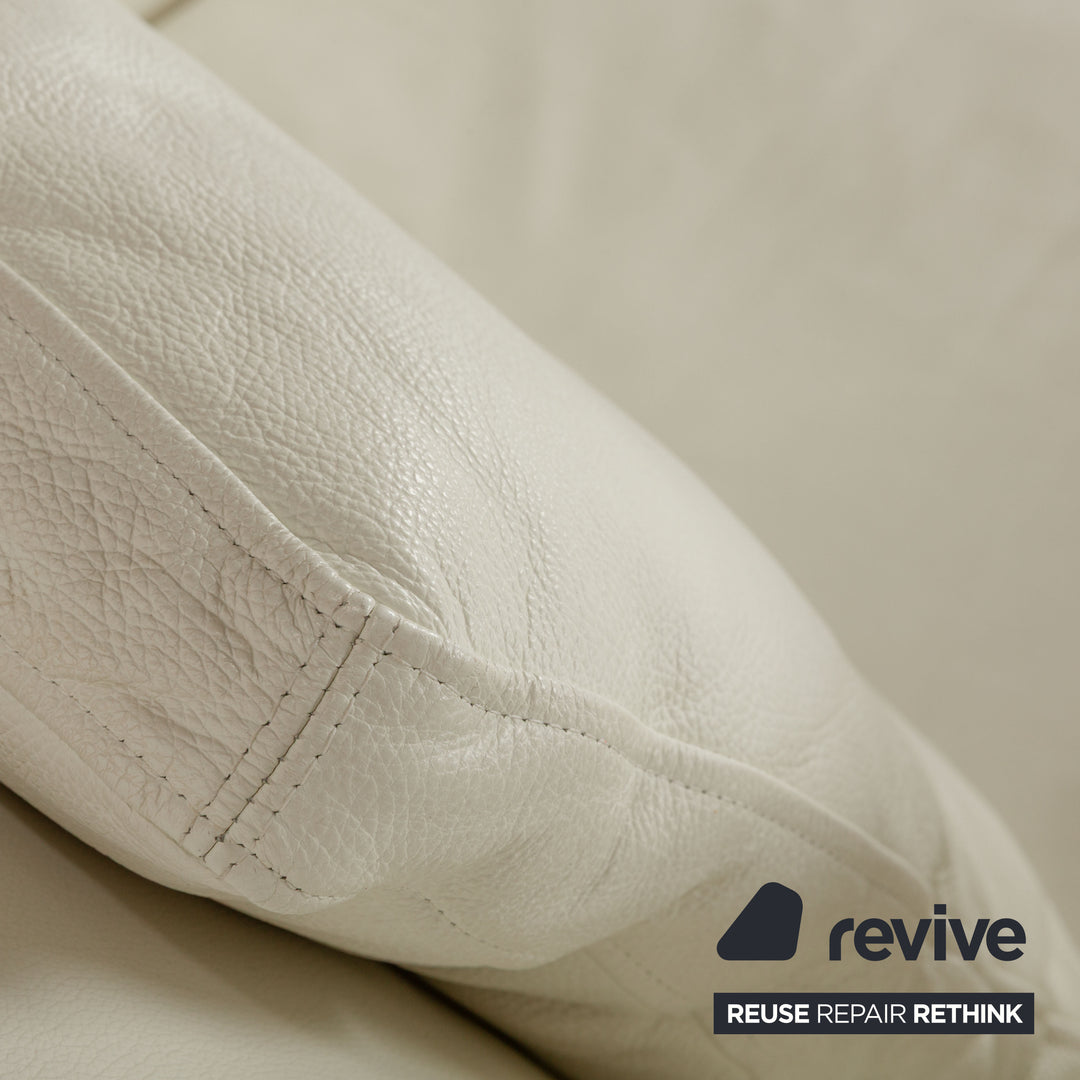 Machalke Ritz Leather Three-Seater + Armchair Cream White Sofa Couch