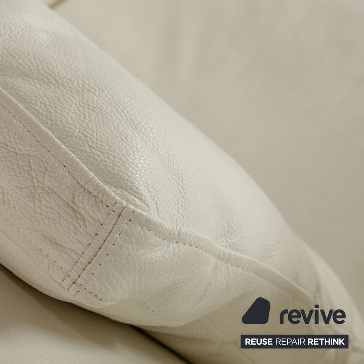 Machalke Ritz Leather Three-Seater + Armchair Cream White Sofa Couch