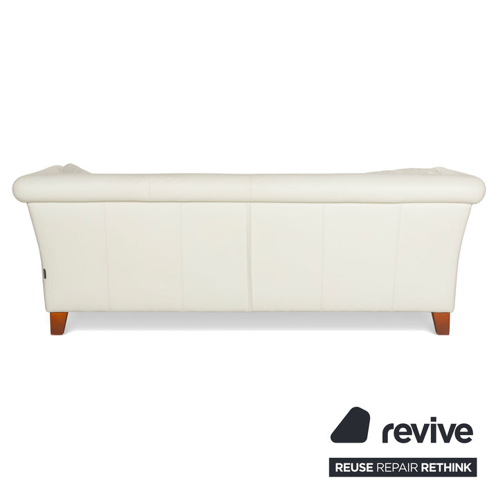Machalke Ritz Leather Three-Seater + Armchair Cream White Sofa Couch