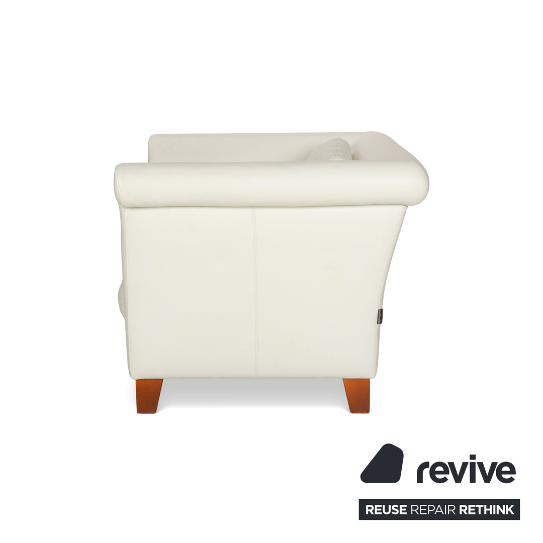 Machalke Ritz Leather Three-Seater + Armchair Cream White Sofa Couch