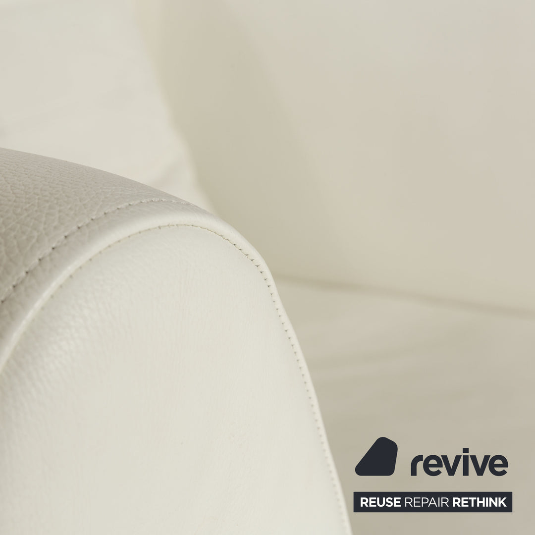 Fauteuil en cuir Machalke Ritz, canapé crème