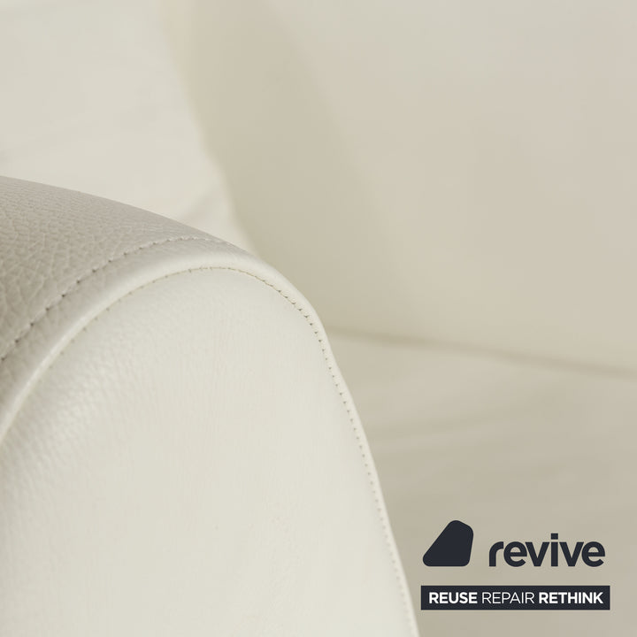 Fauteuil en cuir Machalke Ritz, canapé crème