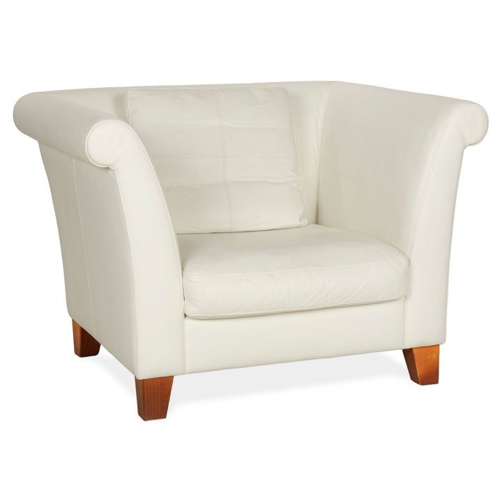 Fauteuil en cuir Machalke Ritz, canapé crème