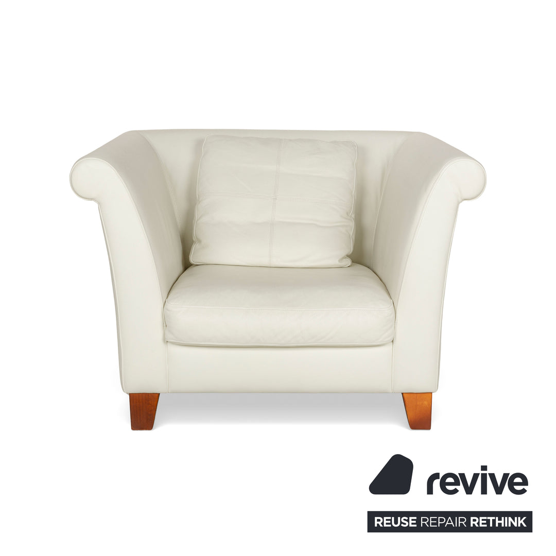 Fauteuil en cuir Machalke Ritz, canapé crème