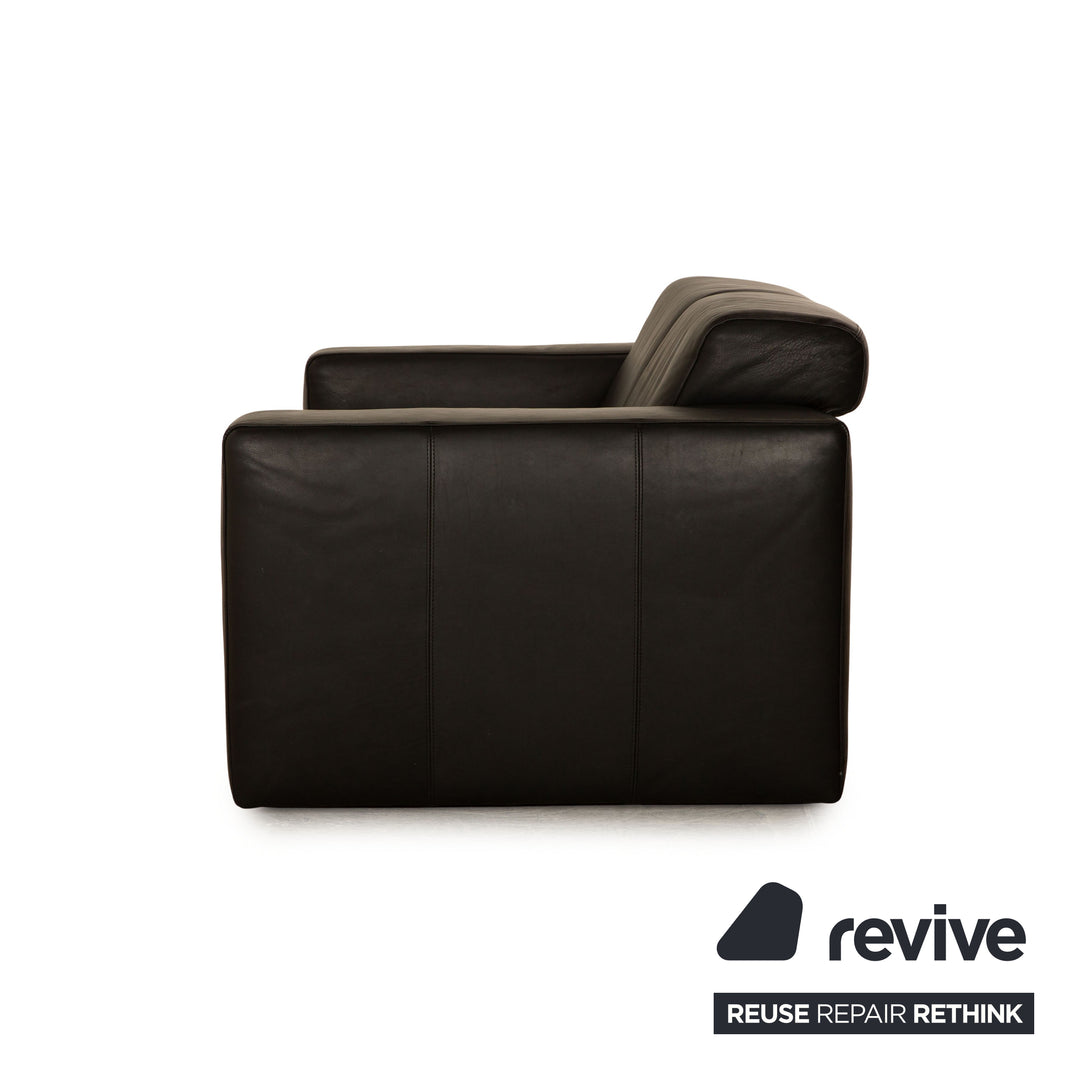 Machalke Saporro Leather Two Seater Black Sofa Couch