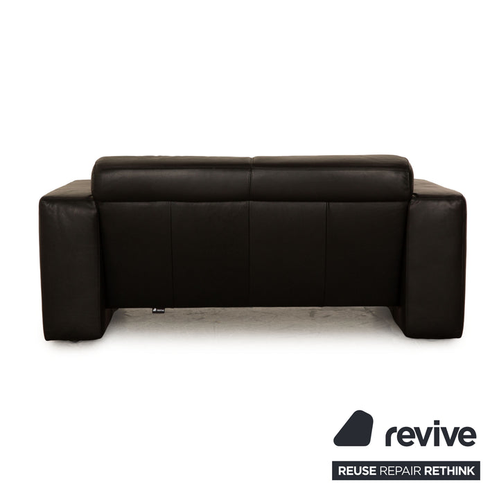 Machalke Saporro Leather Two Seater Black Sofa Couch