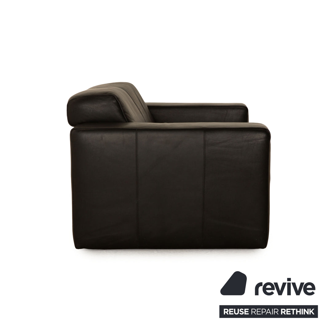 Machalke Saporro Leather Two Seater Black Sofa Couch