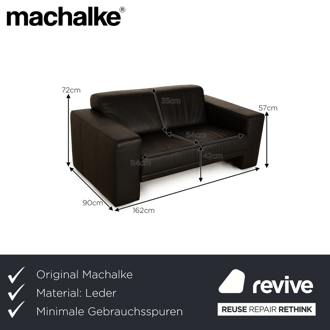 Machalke Saporro Leather Two Seater Black Sofa Couch