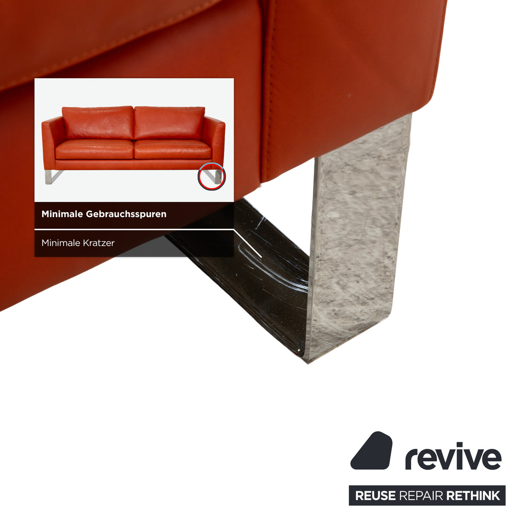 Canapé trois places en cuir rouge orangé Machalke System Plus