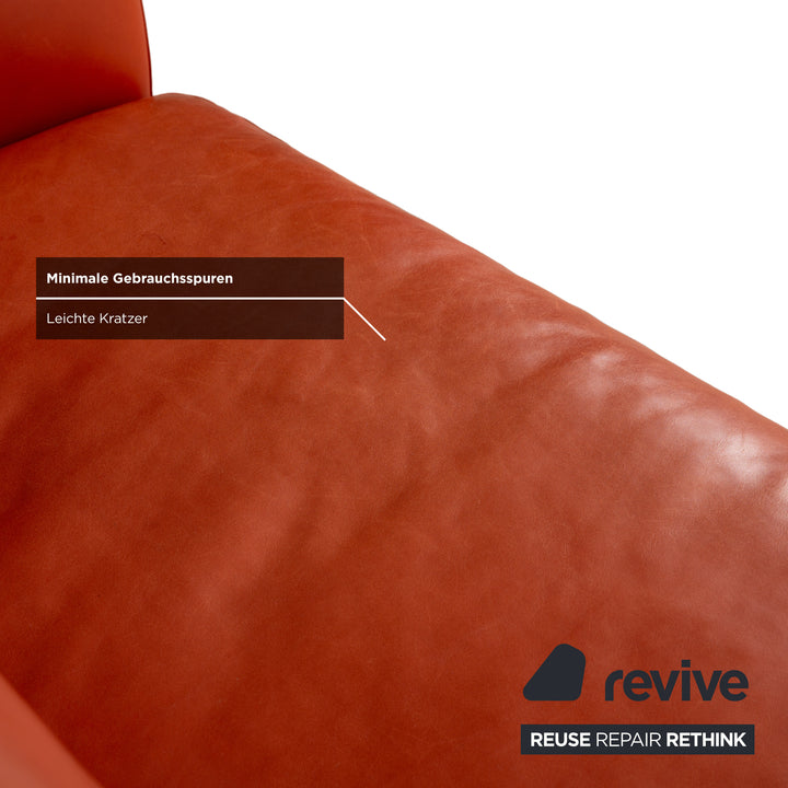 Canapé trois places en cuir rouge orangé Machalke System Plus