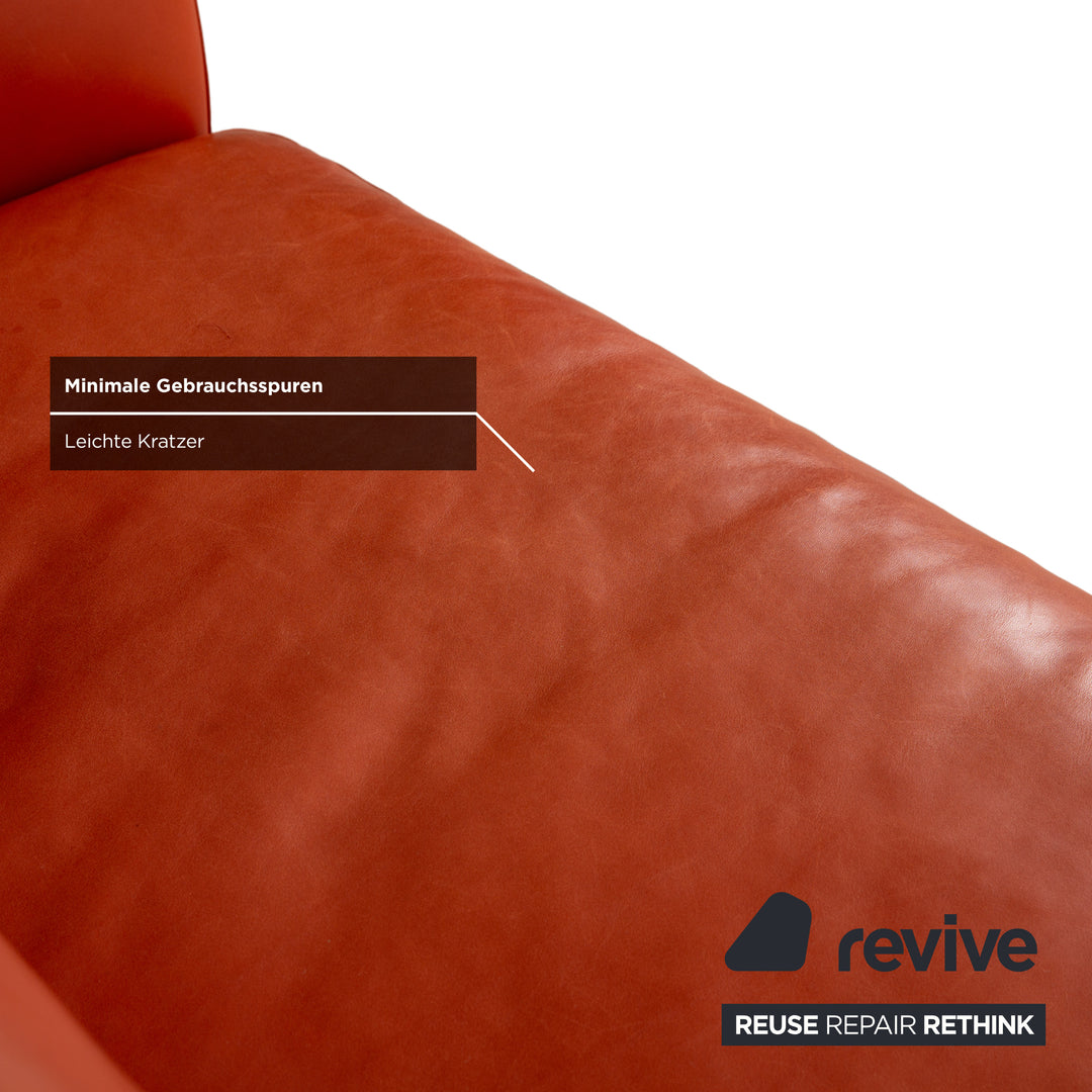 Machalke System Plus Leather Three-Seater Red Orange Sofa Couch