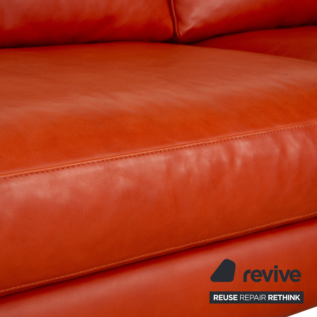 Machalke System Plus Leather Three-Seater Red Orange Sofa Couch