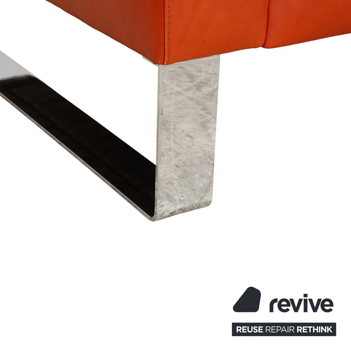 Canapé trois places en cuir rouge orangé Machalke System Plus