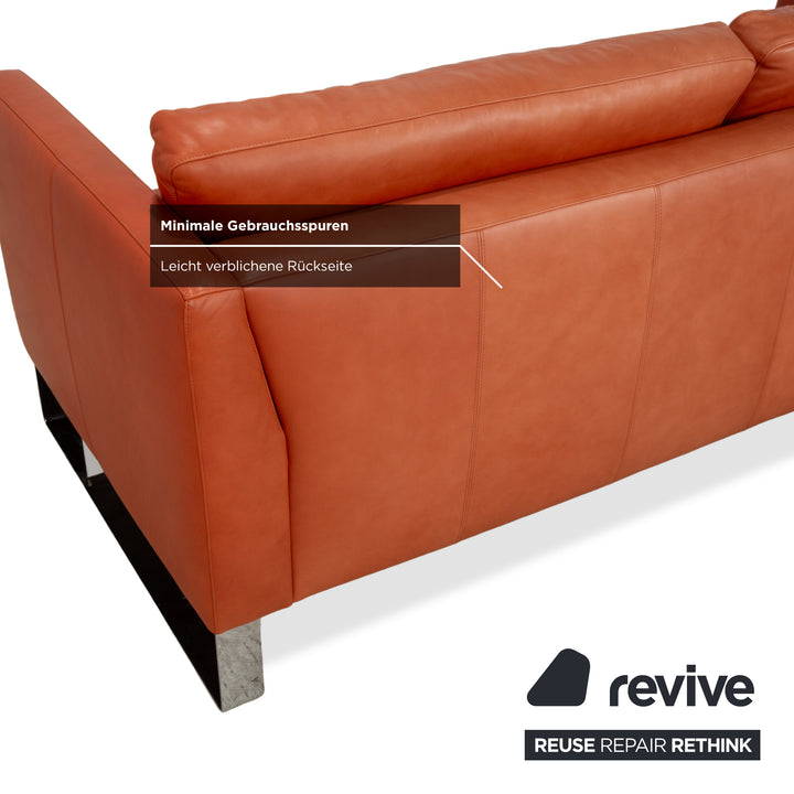 Canapé trois places en cuir rouge orangé Machalke System Plus