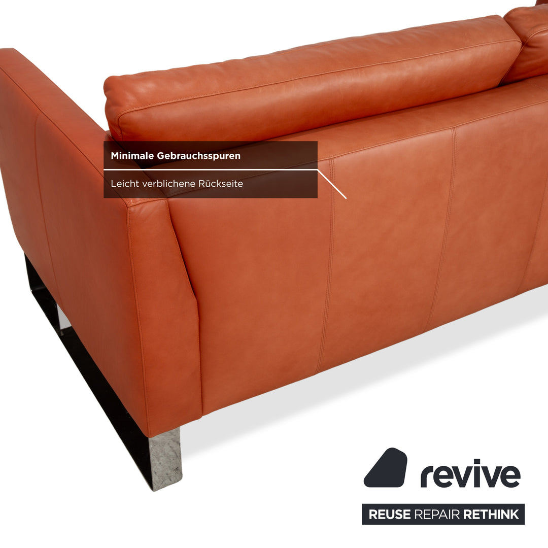 Machalke System Plus Leather Three-Seater Red Orange Sofa Couch