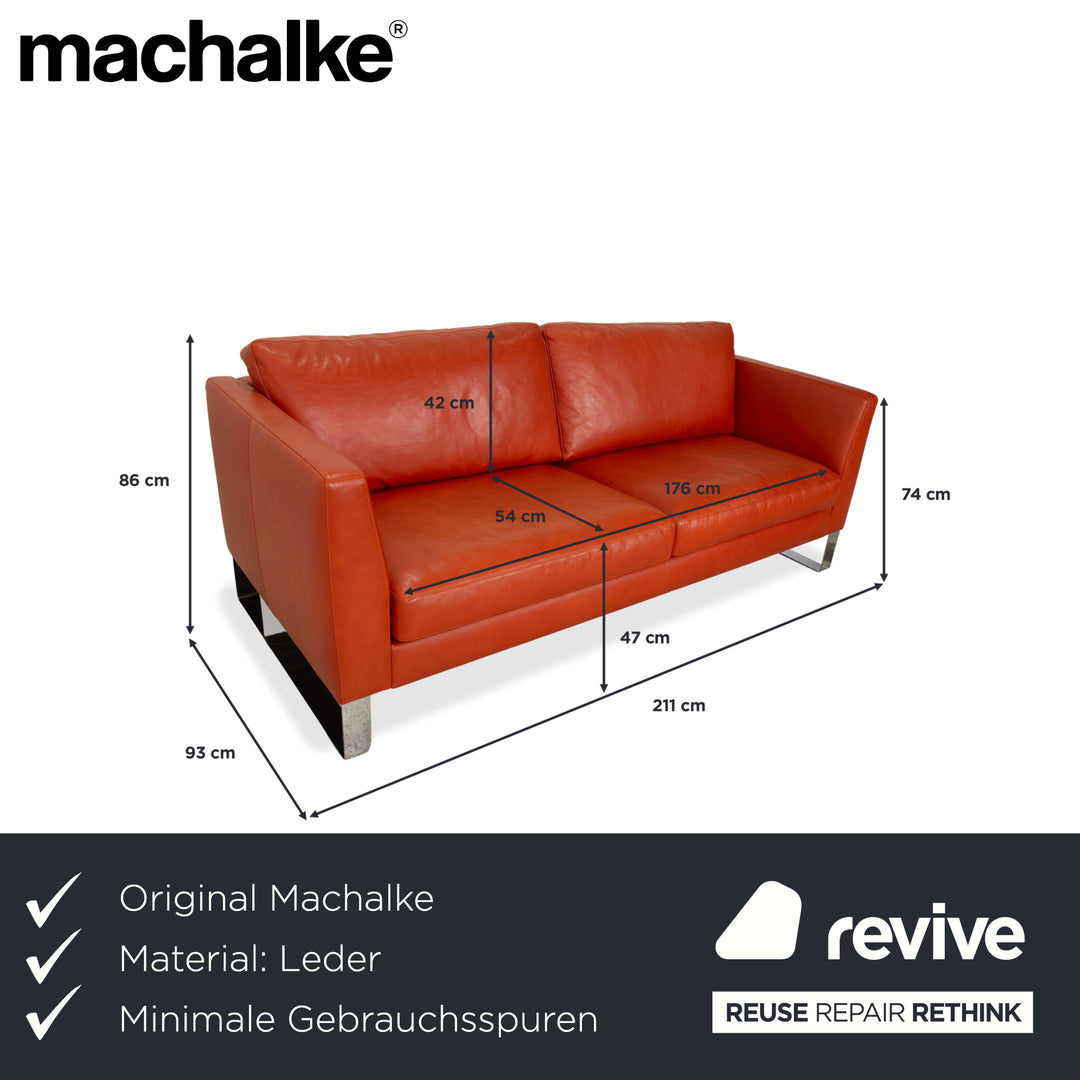 Machalke System Plus Leather Three-Seater Red Orange Sofa Couch