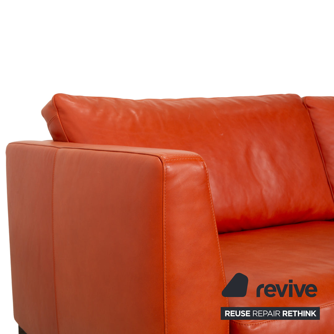 Machalke System Plus Leather Three-Seater Red Orange Sofa Couch
