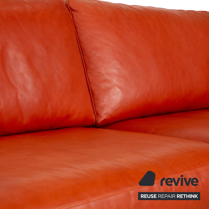 Machalke System Plus Leather Three-Seater Red Orange Sofa Couch