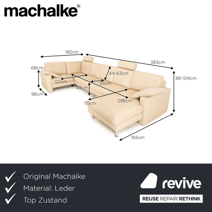 Machalke System Plus Canapé d'angle en cuir Beige Recamiere Canapé droit