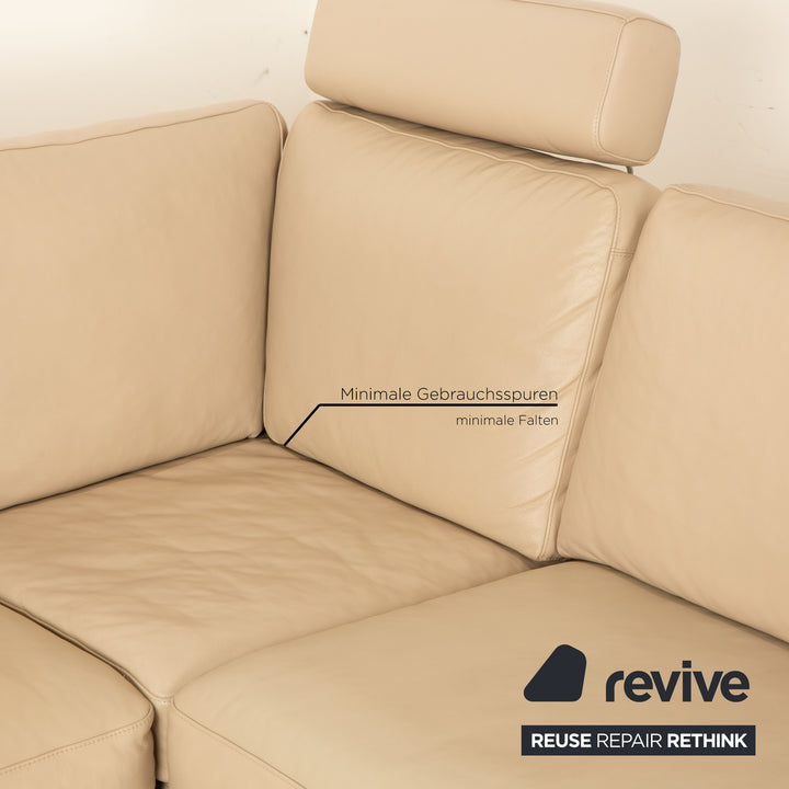 Machalke System Plus Leather Corner Sofa Beige Recamiere Right Sofa Couch